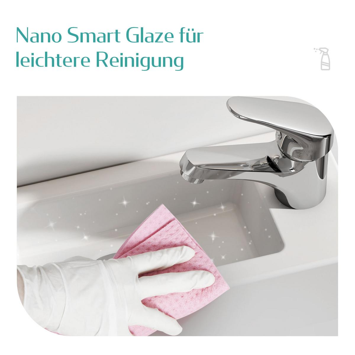 HANDWASCHBECKEN mit pflegeleichter Oberfläche Weiß 40,5 / 20,5 / 10,5 cm - Weiß Hochglanz, Keramik (40.5/10.5/20.5cm) - EMKE