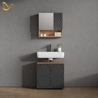 BADMÖBEL-SET Ronco Anthrazit mit Wabenstruktur 2 Teile, Unterschrank 60 cm - Anthrazit, Holzwerkstoff (60/59/30cm) - Livinity®