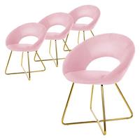 ESSZIMMERSTÜHLE 4er Set Rosa Samt - Pink/Goldfarben, Metall (53/77/64cm) - ML-DESIGN