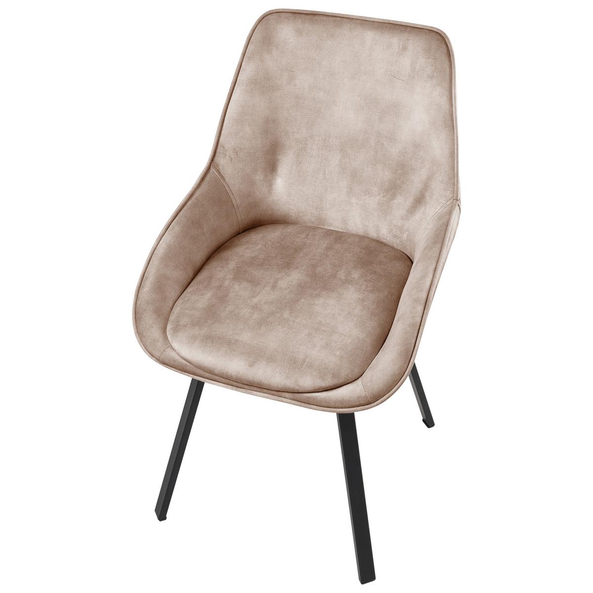 ESSZIMMERSTUHL 2er-Set drehbar Samtstoff Beige Terlton - Beige, Textil (52/89/54cm) - Beliani