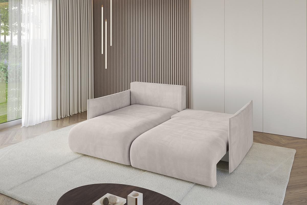 ECKSOFA Ottomane links ONESK-L 216x177x72 Hellbraun Velours - Hellbraun, Holzwerkstoff/Kunststoff (216/177cm) - ALTDECOR