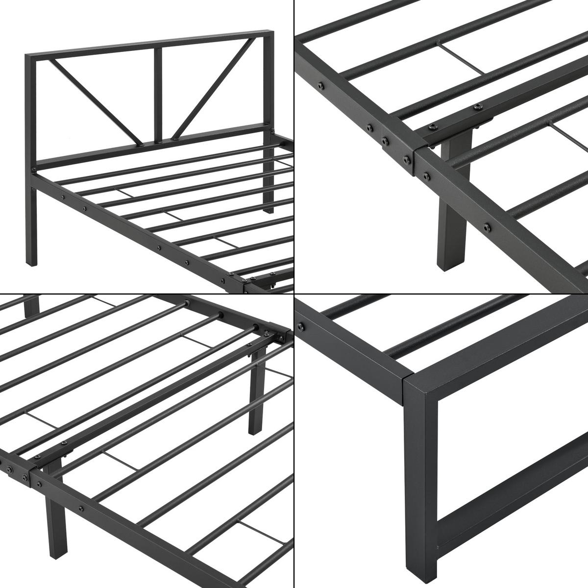 METALLBETT Meran - Schwarz, Metall (90/200cm) - [en.casa]