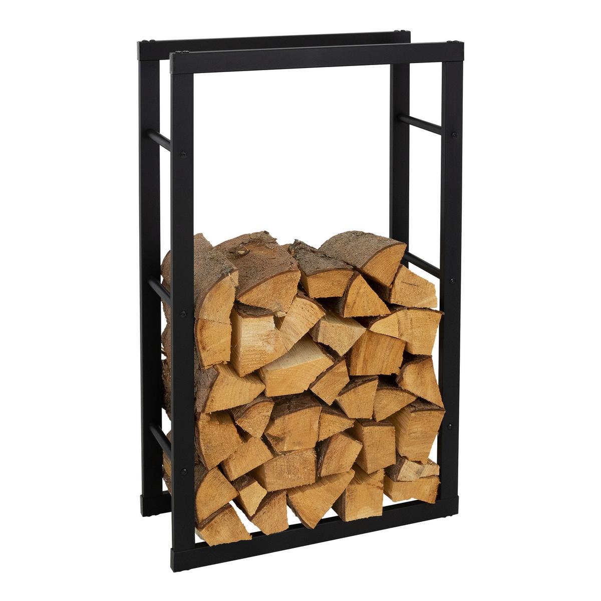 KAMINHOLZREGAL - Schwarz, Metall (25/100/60cm) - ML-DESIGN