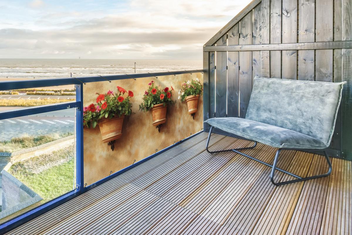 BALKON-SICHTSCHUTZ Blumentöpfe - Wand - Vintage Witterungsbeständig 200x110 cm - Terracotta, Kunststoff (200/110cm) - MuchoWow