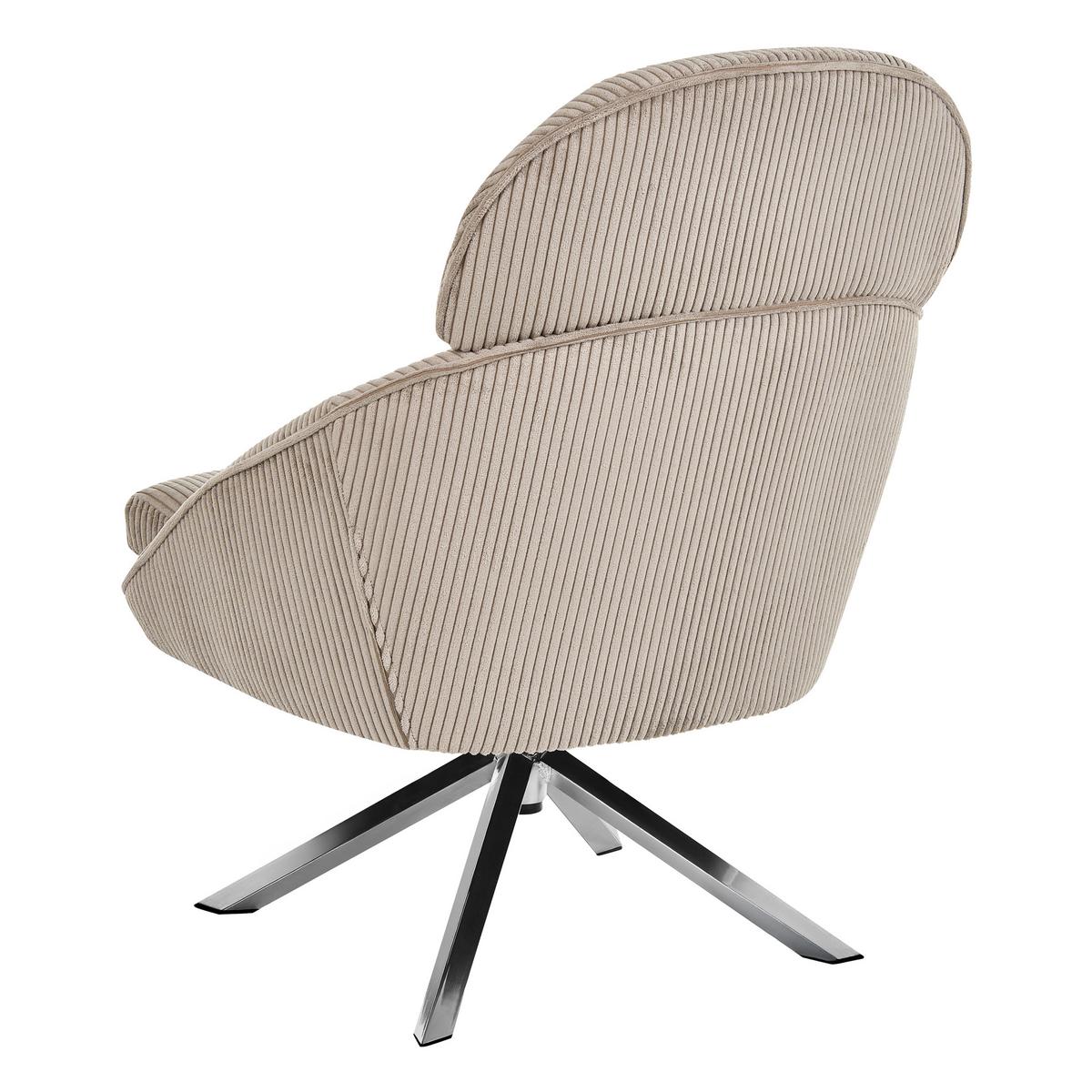 DREHSESSEL Cord Taupe Storvorde - Taupe, Textil/Metall (63/98/81cm) - Beliani