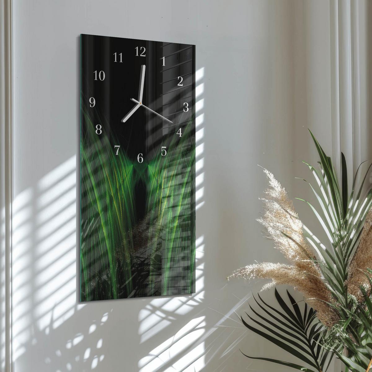 WANDUHR aus Glas 30x60 cm - Weg - Grün, Glas (30/60/0.4cm) - TULUP
