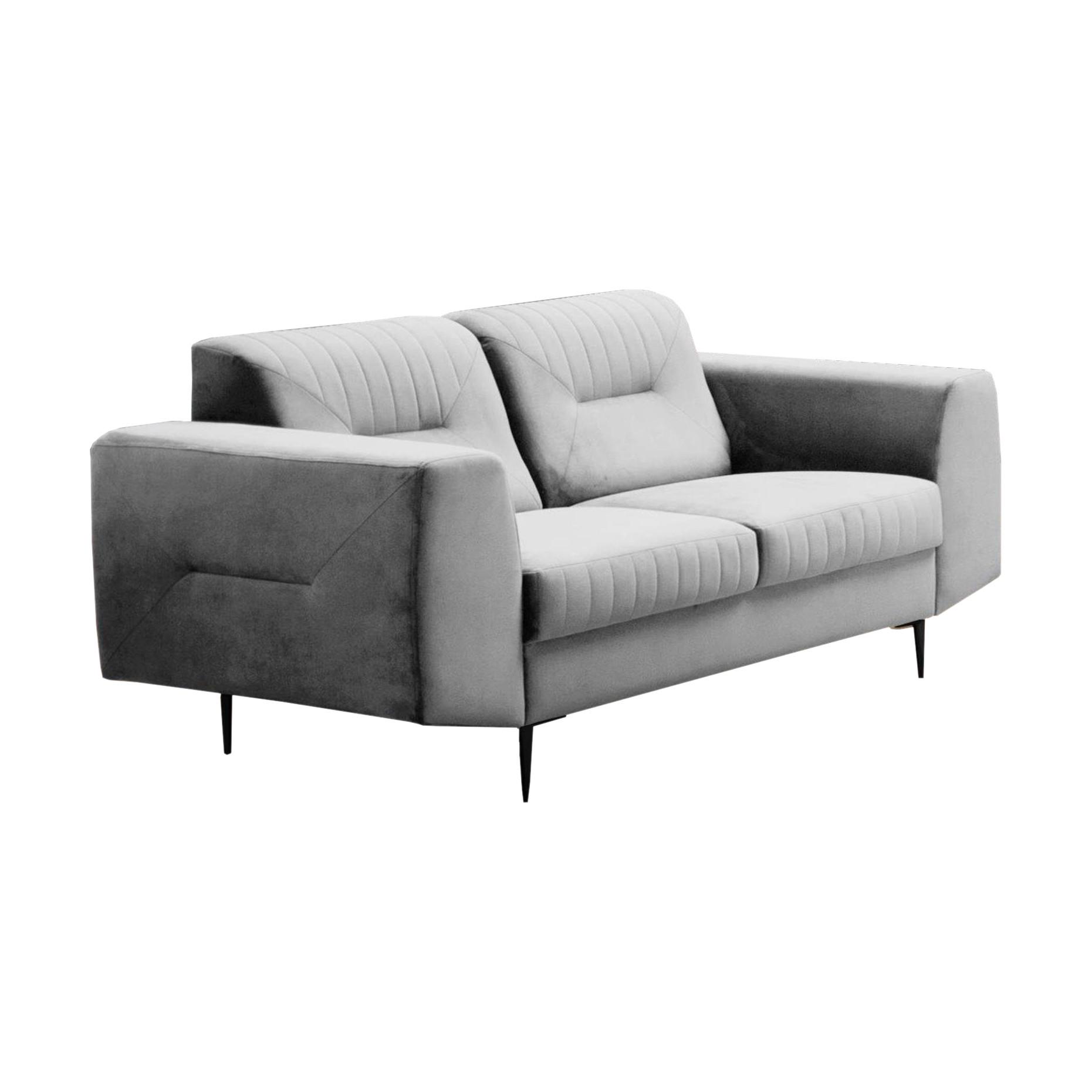 2-SITZER SOFA Venezia hellgrau mit schwarzen Beinen - Hellgrau/Schwarz, Textil/Metall (172/85/94cm) - Beautysofa