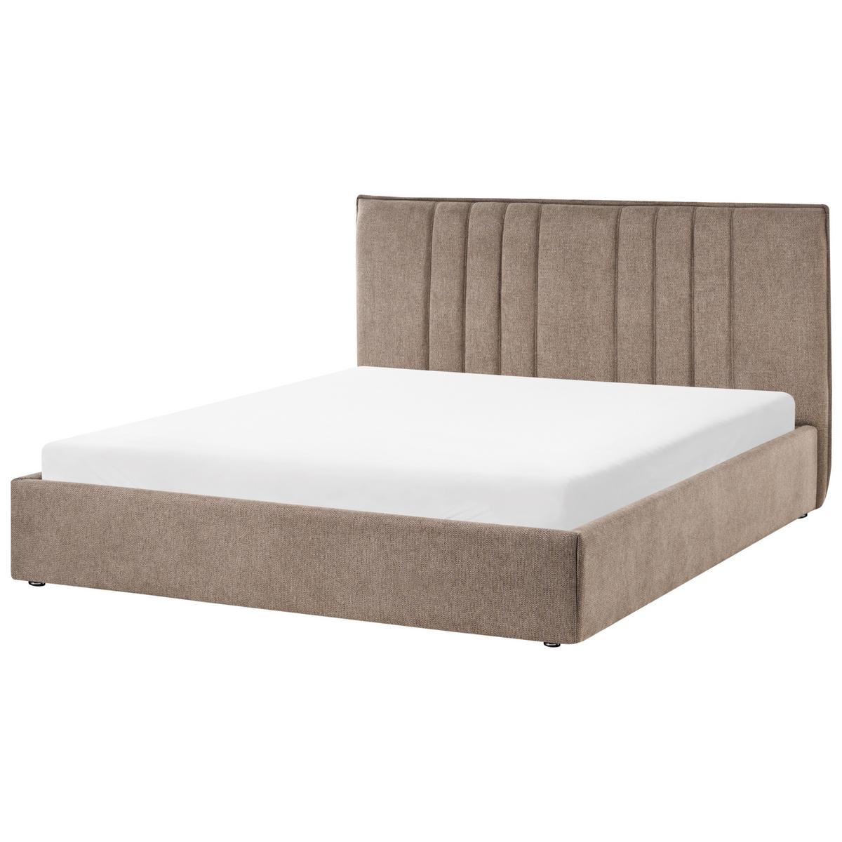 BETT mit Stauraum 160/200 cm Stoff Taupe Tarascon - Taupe, Textil (160/200cm) - Beliani