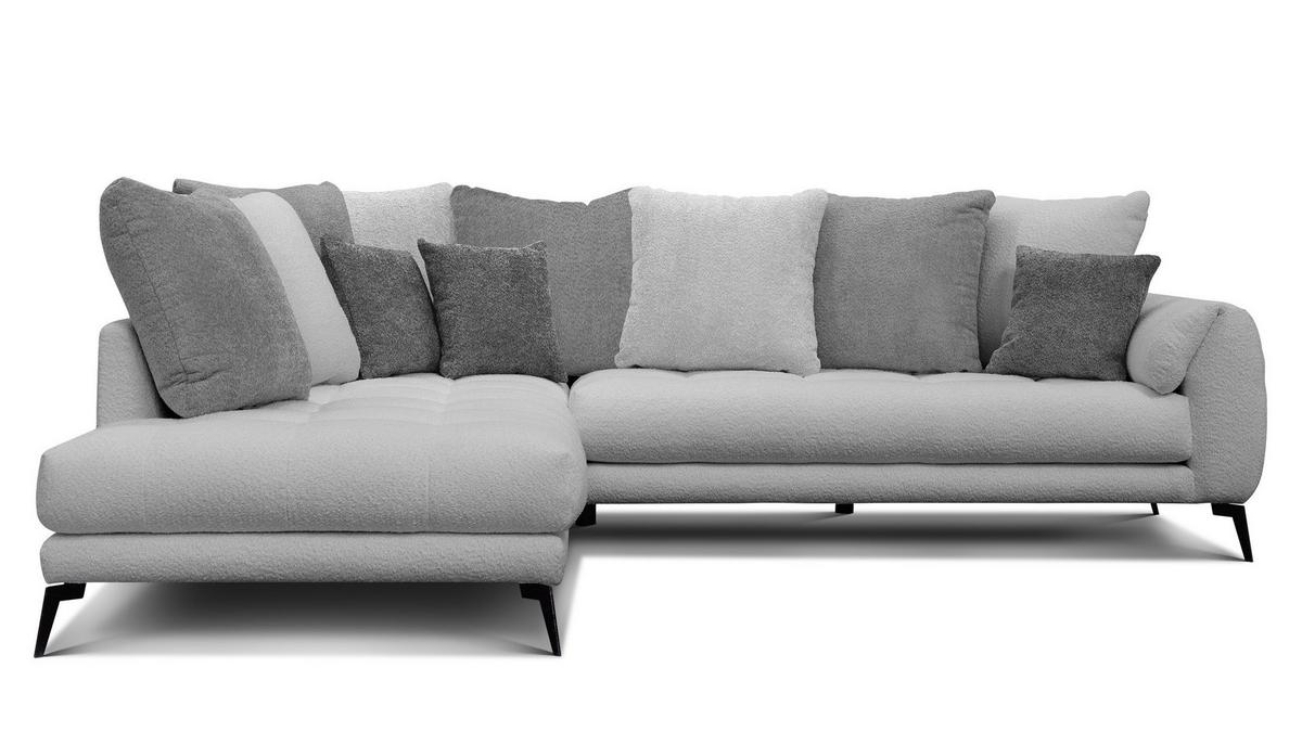 ECKSOFA CALME 5-Sitzer, hellgrau und dunkelgrau - Dunkelgrau/Schwarz, Holz/Textil (294/229cm) - Wozimo
