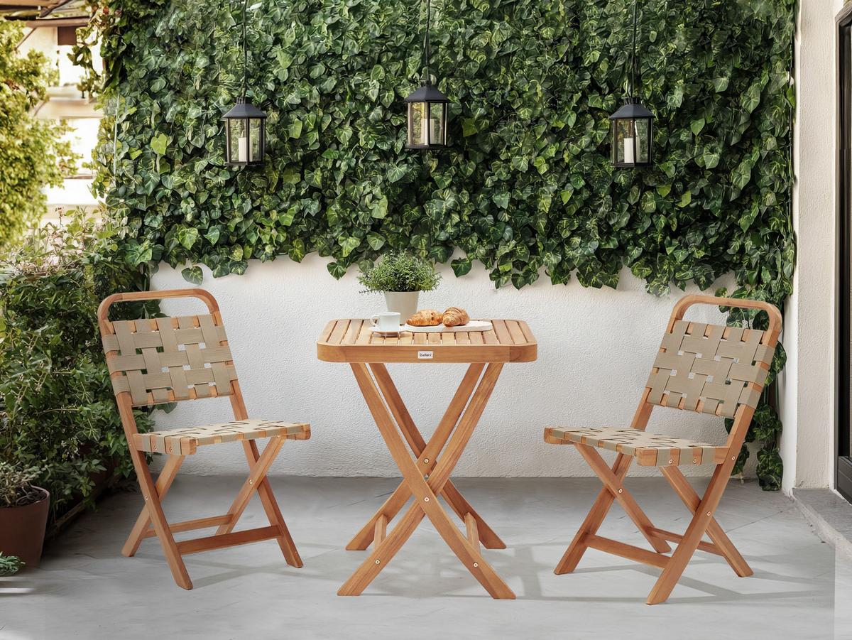 BISTRO-SET klappbar zertifiziertes Akazienholz Braun Calciano - Braun, Holz - Beliani