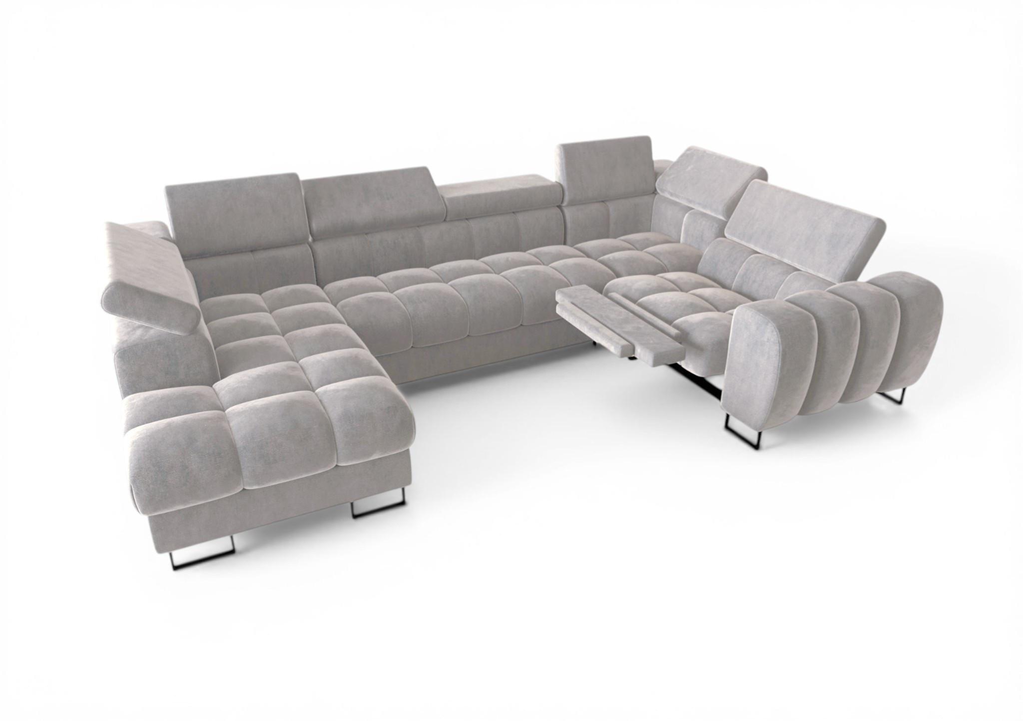 WOHNLANDSCHAFT Bastien Relax - Hellgrau, Holzwerkstoff/Textil (198/95/350cm) - Fun Möbel