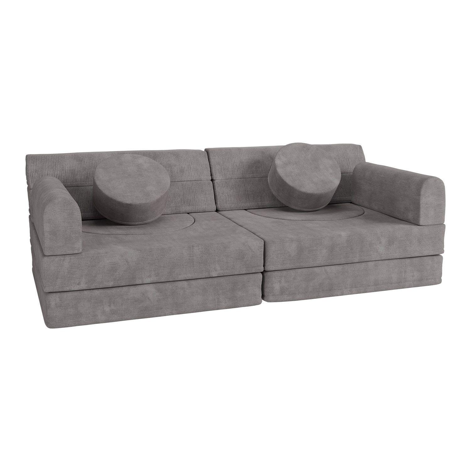 KINDERSOFA Kayo cord hellgrau - Hellgrau, Textil (150/50/75cm) - Juskys