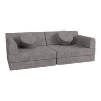 KINDERSOFA Kayo cord hellgrau - Hellgrau, Textil (150/50/75cm) - Juskys