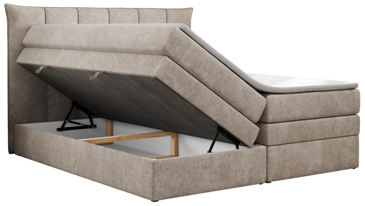 BOXSPRINGBETT PREMIUM 10 KING 180/200 Beige Struktur - H3 - Beige, Holz/Textil (180/200cm) - MKS