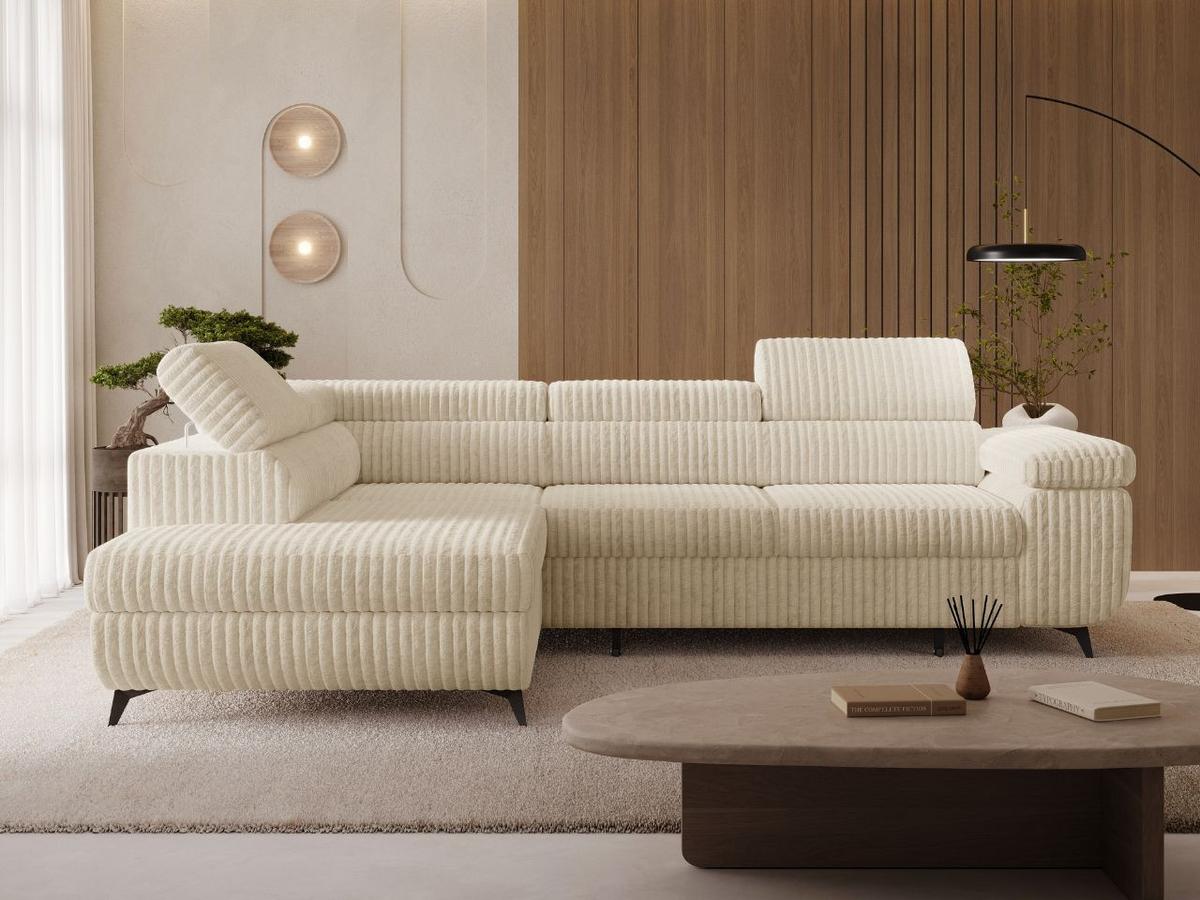 ECKSOFA Argon Beige Links - Beige/Schwarz, Holz/Textil (255/190cm) - Graingold
