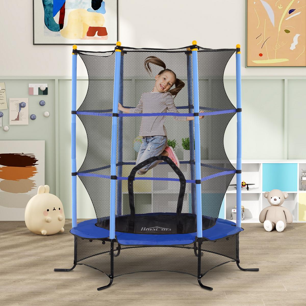 KINDERTRAMPOLIN - Blau, Kunststoff/Metall (163/163cm) - HOMCOM