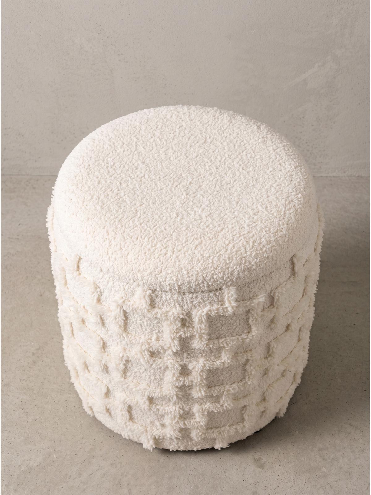 SITZHOCKER RHONE, Stoff, mit Textilbezug, mit Stauraum, Creme, Ø 40 x 45 cm - Beige/Creme, Textil (40/45/40cm) - KADIMA DESIGN