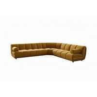 MODULSOFA LAYLA Gelb Velvet - Gelb/Schwarz, Buchenholz/Textil (305/305cm) - KAWOLA