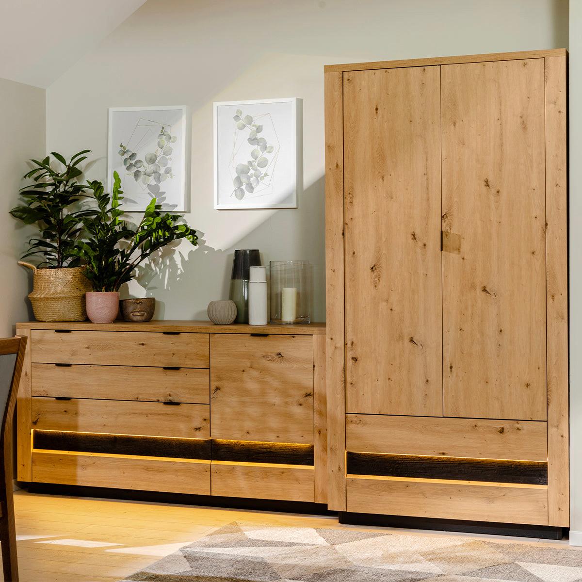 SCHRANK 2 Türen Glenn Holz und Schwarz - Schwarz, Holzwerkstoff (100/199/56cm) - Petits-meubles