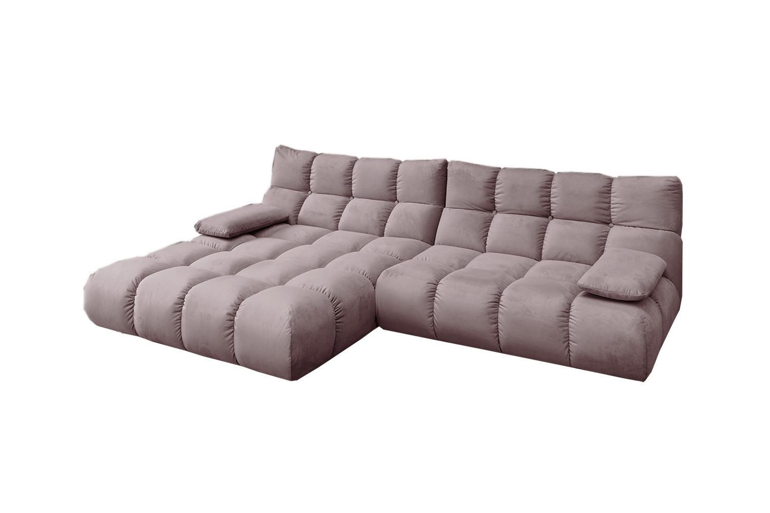 ECKSOFA VIVIEN Grau Velvet - Schwarz/Grau, Kunststoff/Textil (290/178cm) - KAWOLA