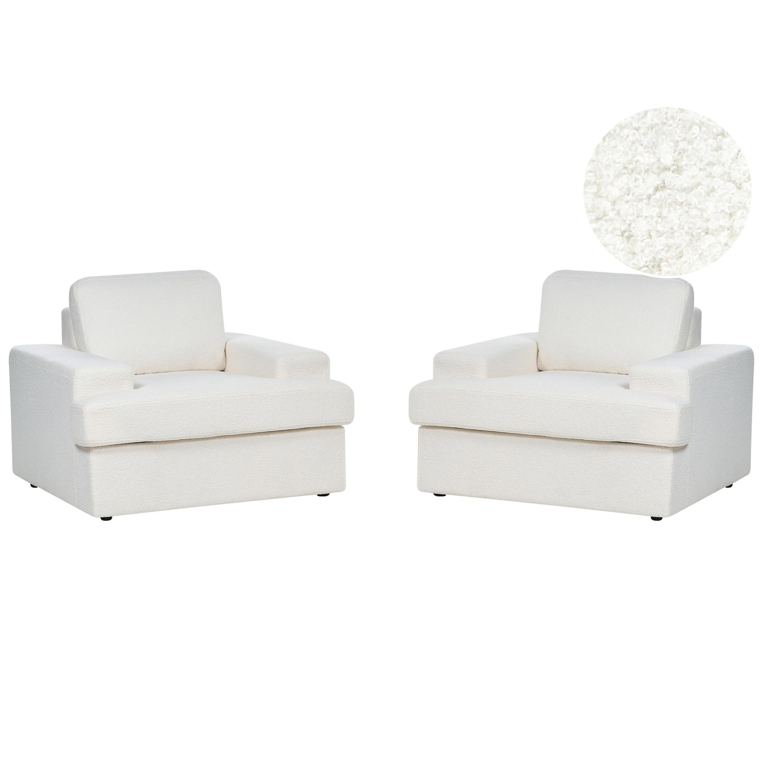 SESSEL 2er-Set Bouclé cremeweiß Alla - Weiß, Textil (108/85/103cm) - Beliani