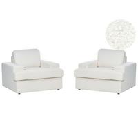 SESSEL 2er-Set Bouclé cremeweiß Alla - Weiß, Textil (108/85/103cm) - Beliani
