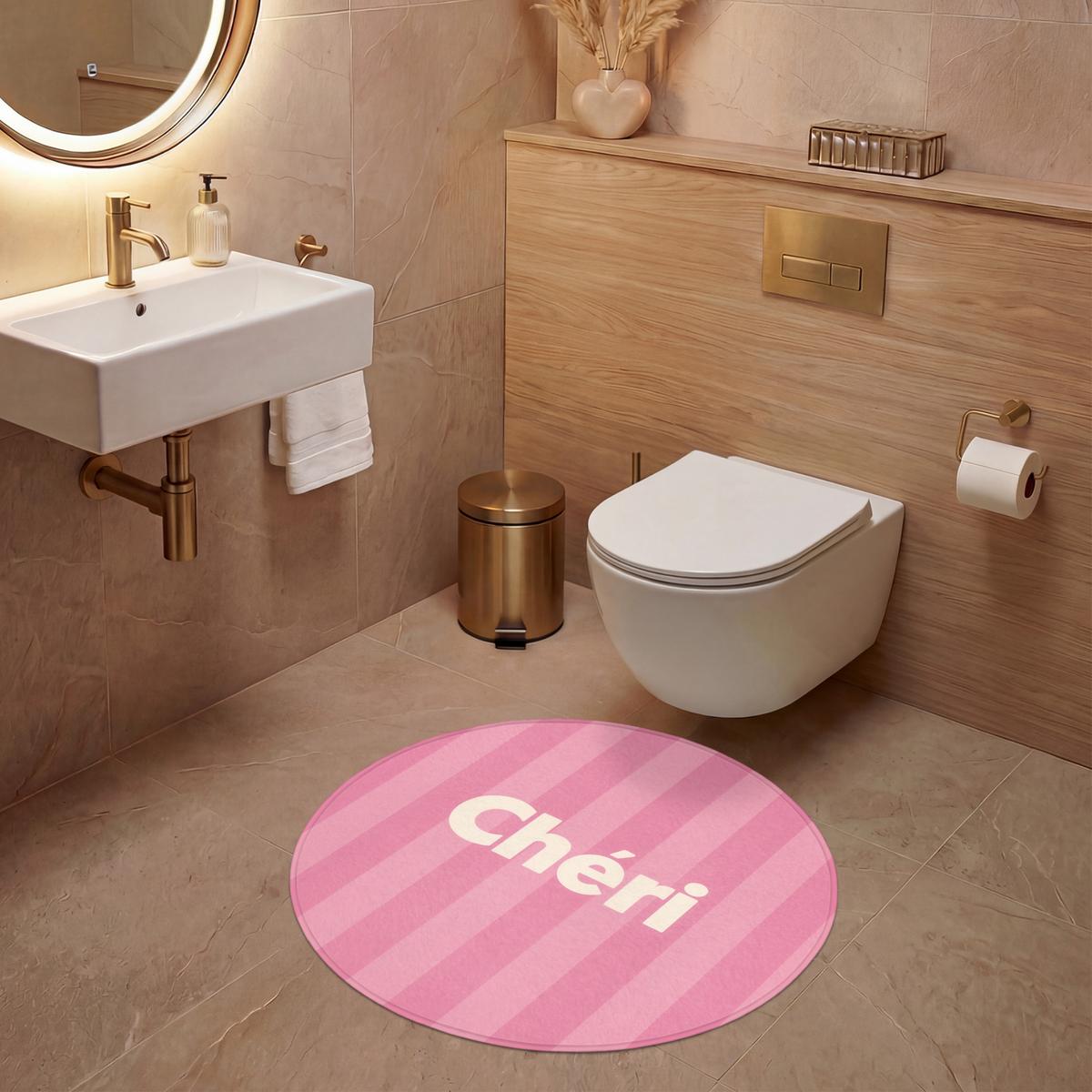 WC-VORLEGER Gestreift - Rosa - Chéri Toilettenteppich 70x70 cm - Pink, Textil (70/1cm) - OnlyWow
