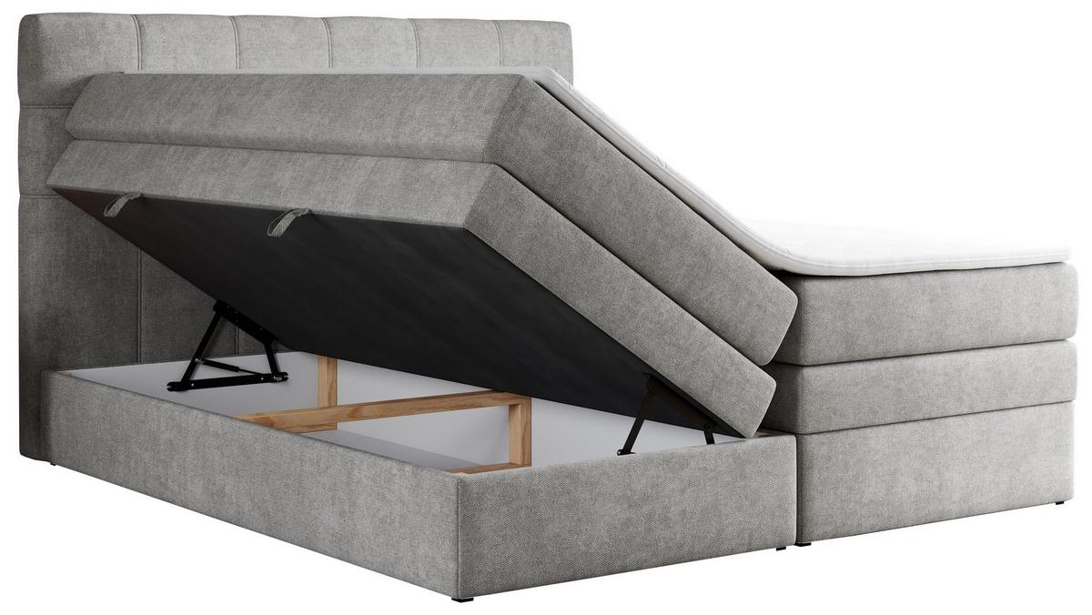 BOXSPRINGBETT ERNI KING 140/200 Hellgrau Struktur - H4 - Hellgrau, Holz/Textil (140/200cm) - MKS