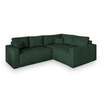 ECKSOFA ERONIS R-S Grün Kordstoff mit Schlaffunktion - Grün, Holz (265/194cm) - MASSENO
