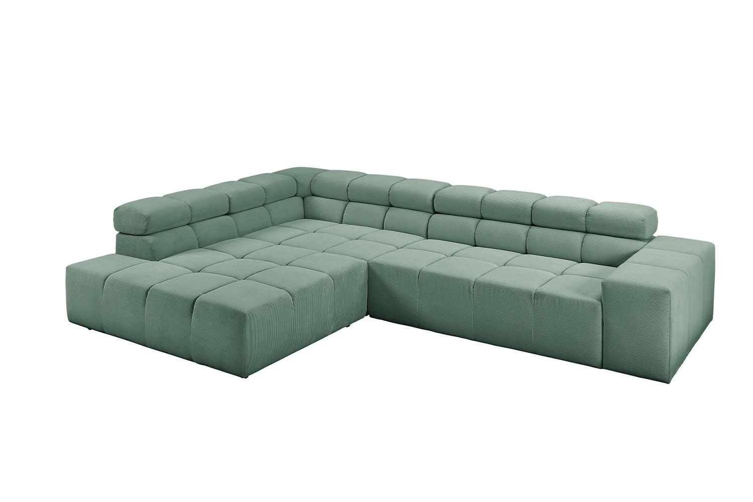 ECKSOFA NEVADA Grün Cord - Schwarz/Grün, Kunststoff/Textil (319/215cm) - KAWOLA