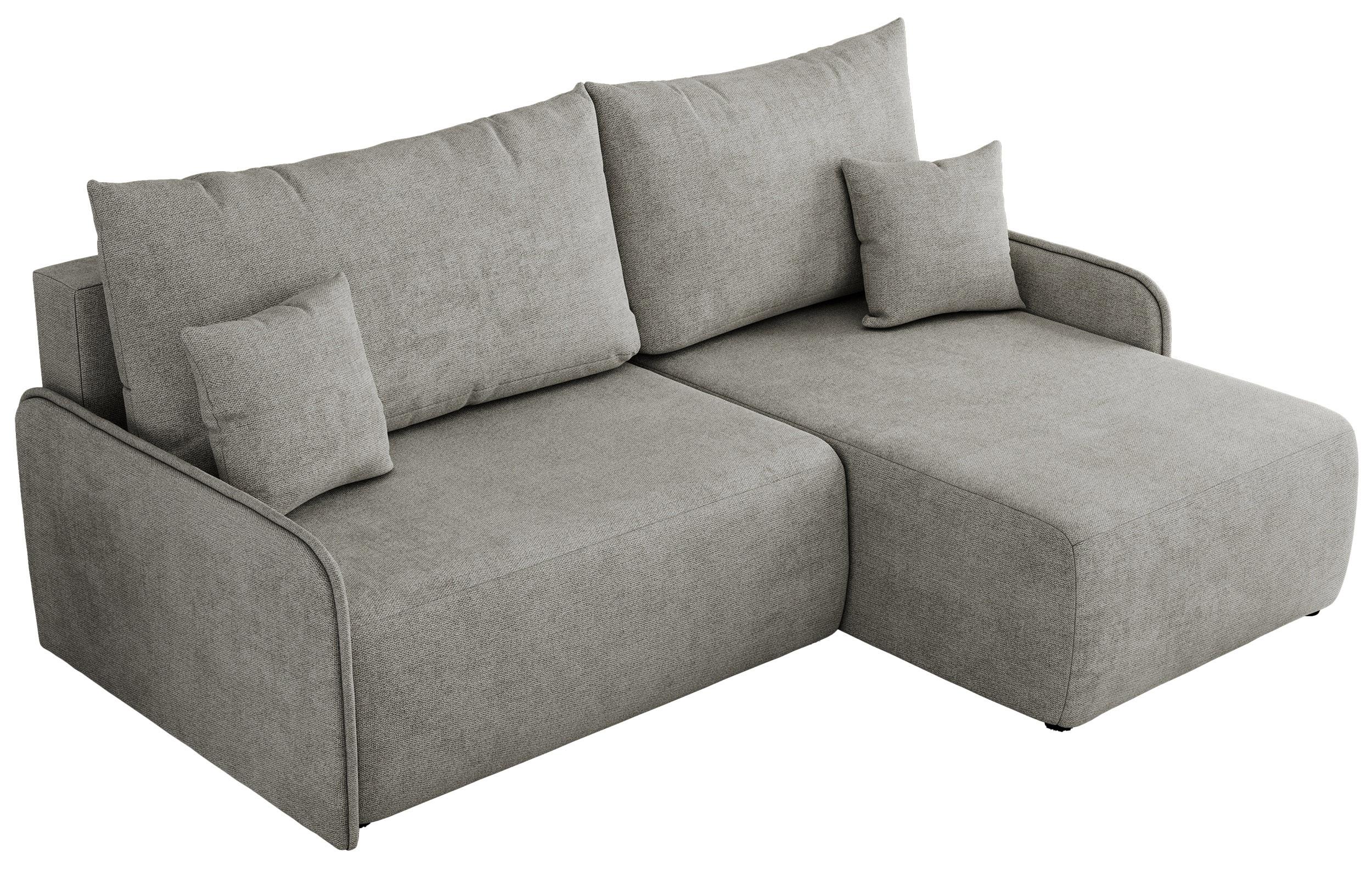 ECKSCHLAFSOFA ARPA L Hellgrau Struktur - rechts - Hellgrau/Schwarz, Kunststoff/Textil (150/198cm) - MKS