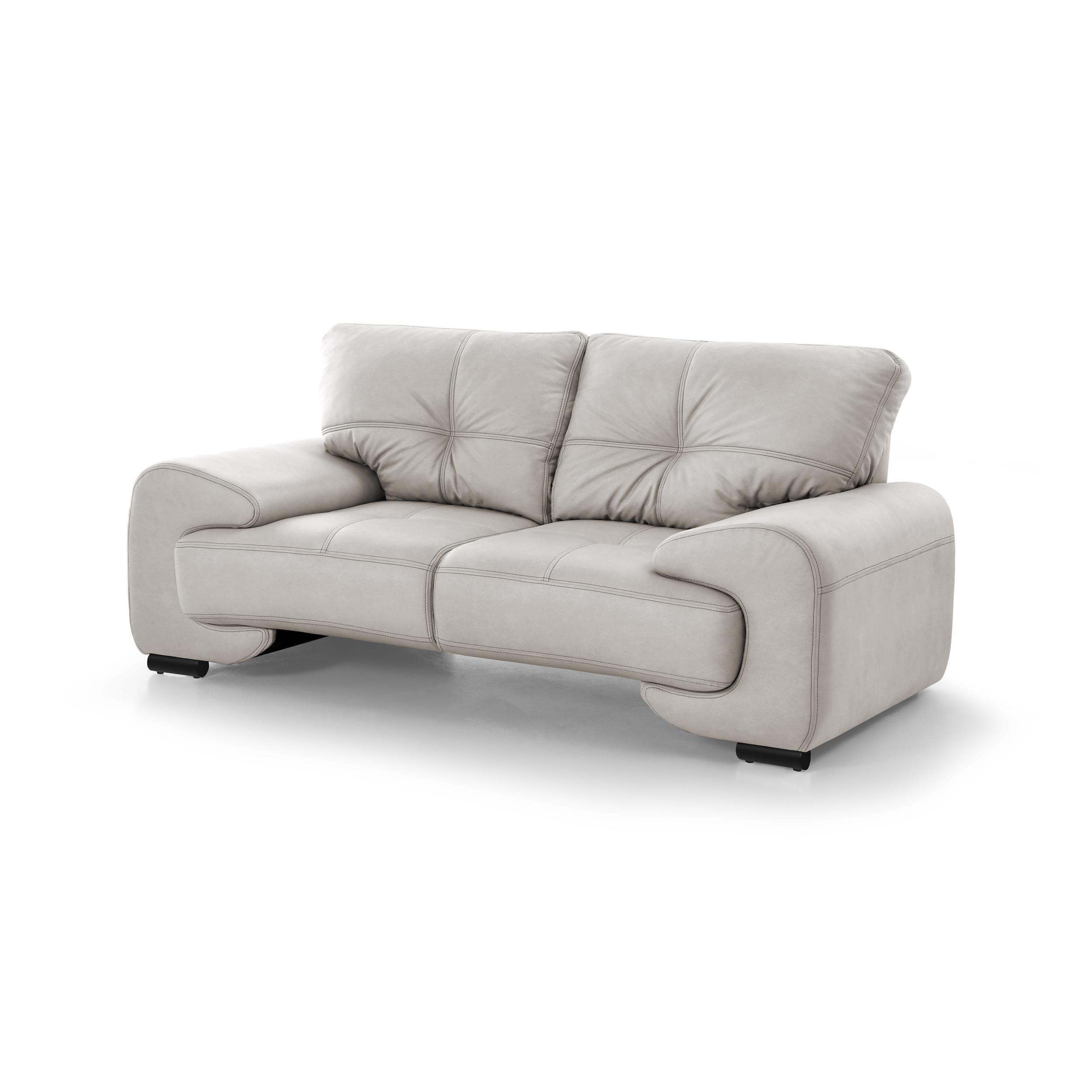 2-SITZER SOFA Omega aus Kunstleder, Hellgrau - Hellgrau/Schwarz, Leder (185/88/98cm) - Beautysofa