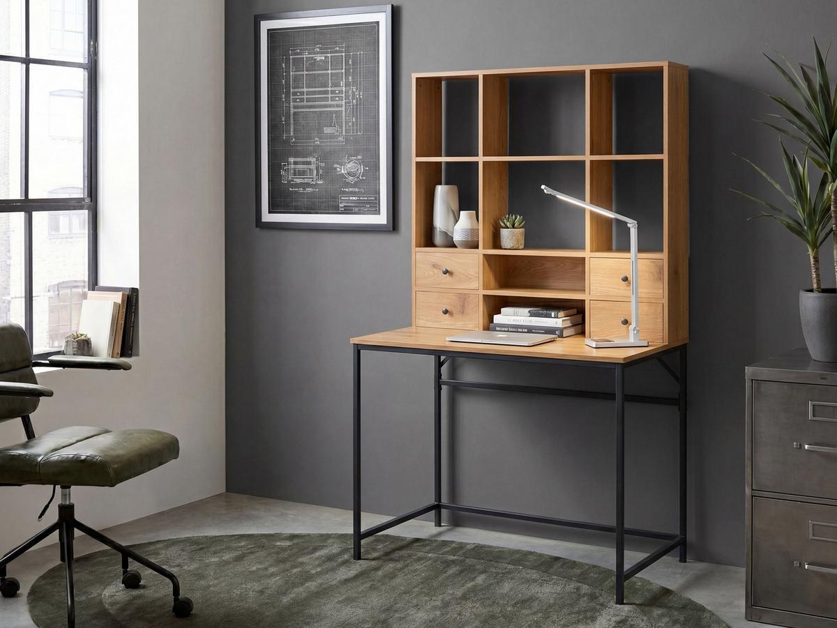 SCHREIBTISCH Hellbraun 105/60 cm mit Fächern mit Schubladen Tavra - Hellbraun, Holzwerkstoff (60/105/173cm) - Beliani