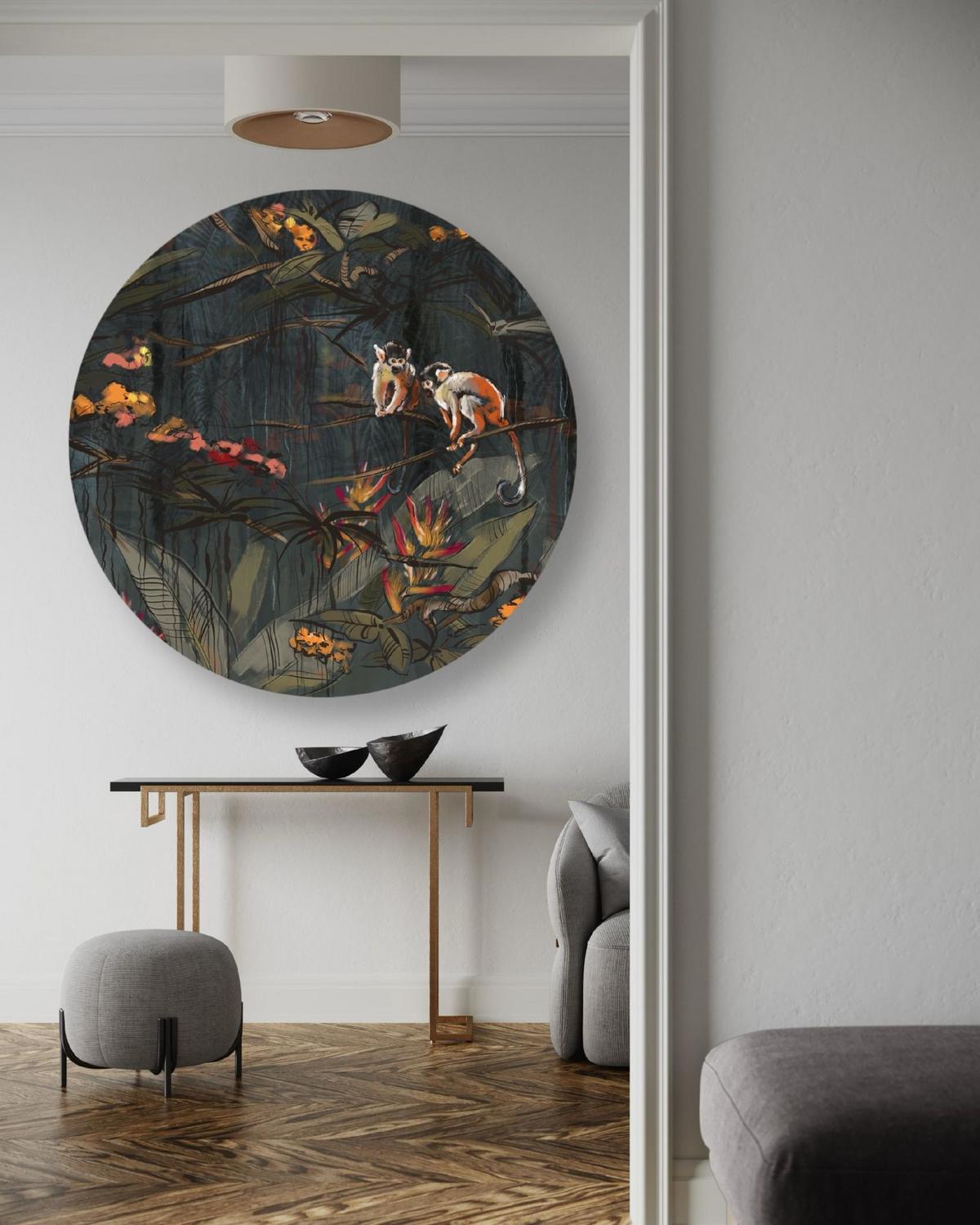RUNDES BILD Grau 80/80 cm - Grau, Textil (80/80cm) - KUNSTLOFT