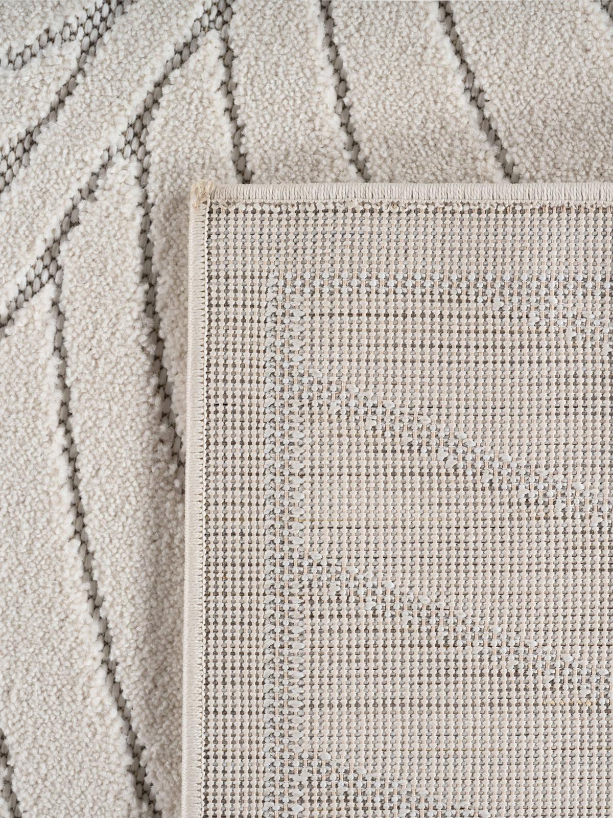 TEPPICH Outdoor, Fußbodenheizung-geeignet, mit Blattmotiv, ENGADIN in Creme, 120 x 170 cm - Creme, Textil (120/170cm) - KADIMA DESIGN