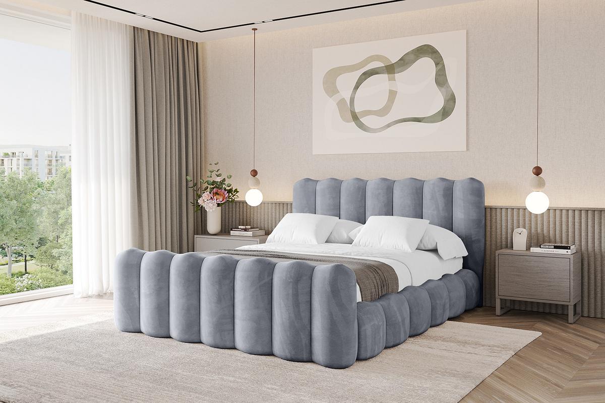 POLSTERBETT mit Bettkasten, Fußteil und Lattenrost, Bett mit Matratze H3/H4 - SORA-Z 180x200 Grau - Grau, Holzwerkstoff/Textil (180/200cm) - ALTDECOR