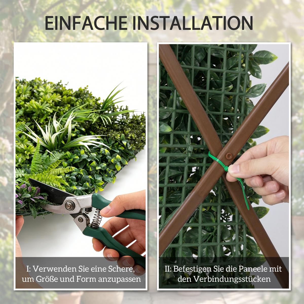 KÜNSTLICHE-HECKE PE Bunt - Grün, Kunststoff (100/1cm) - Outsunny