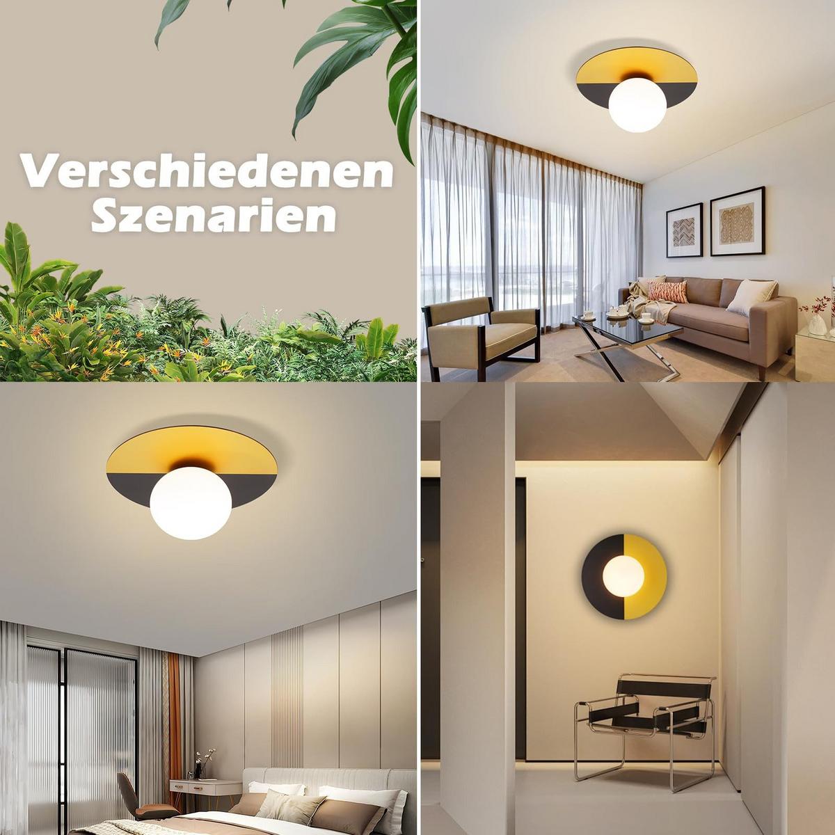 DECKENLEUCHTE Bremerhaven 28/28/5 cm - Goldfarben, Metall (28/28/5cm) - Nettlife