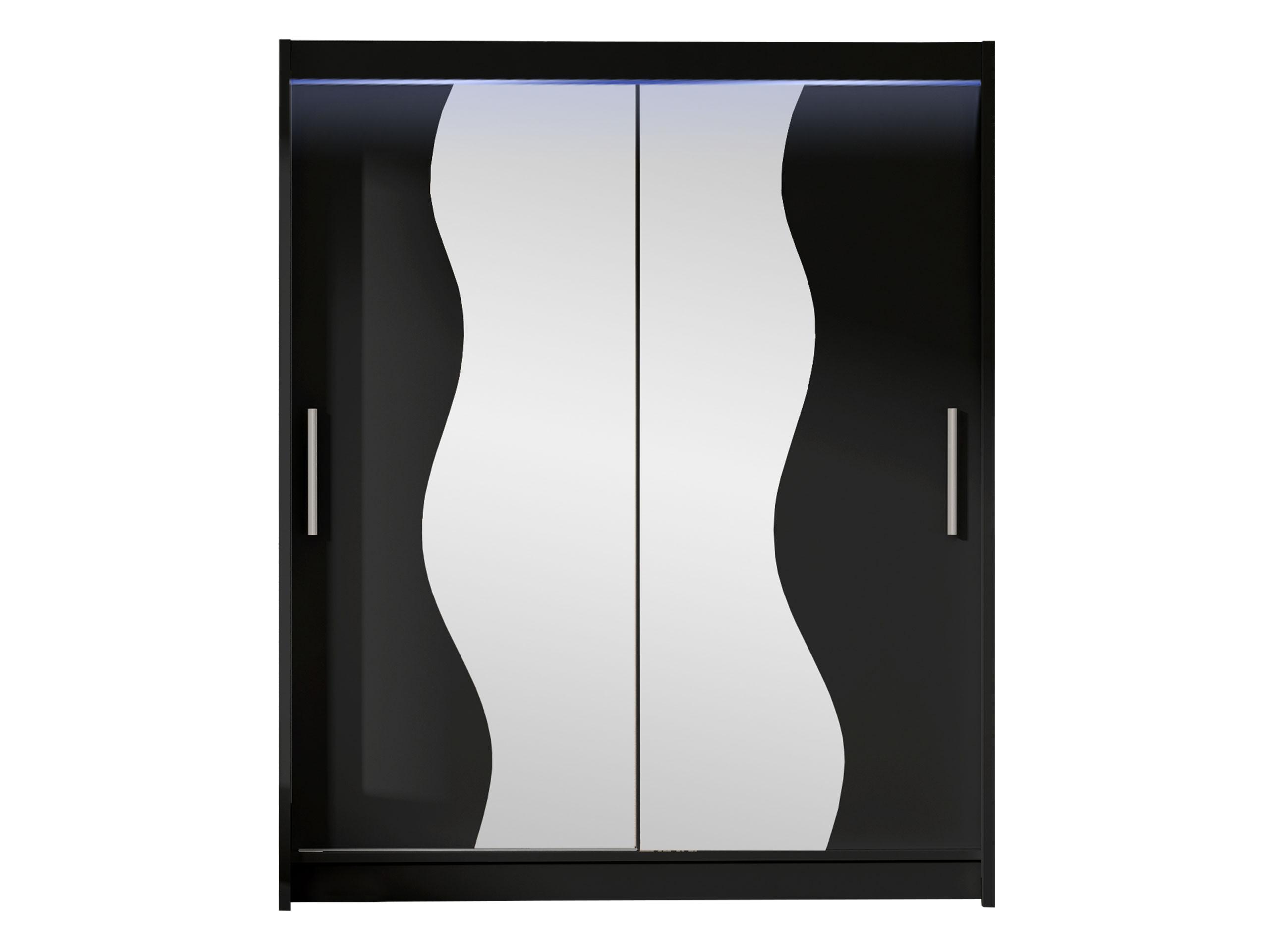 SCHWEBETÜRENSCHRANK Westa S, mit RGB LED Beleuchtung - Silberfarben/Schwarz, Holzwerkstoff/Metall (150/200/58cm) - MIRJAN24