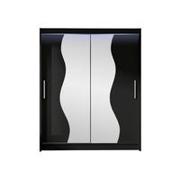 SCHWEBETÜRENSCHRANK Westa S, mit RGB LED Beleuchtung - Silberfarben/Schwarz, Holzwerkstoff/Metall (150/200/58cm) - MIRJAN24