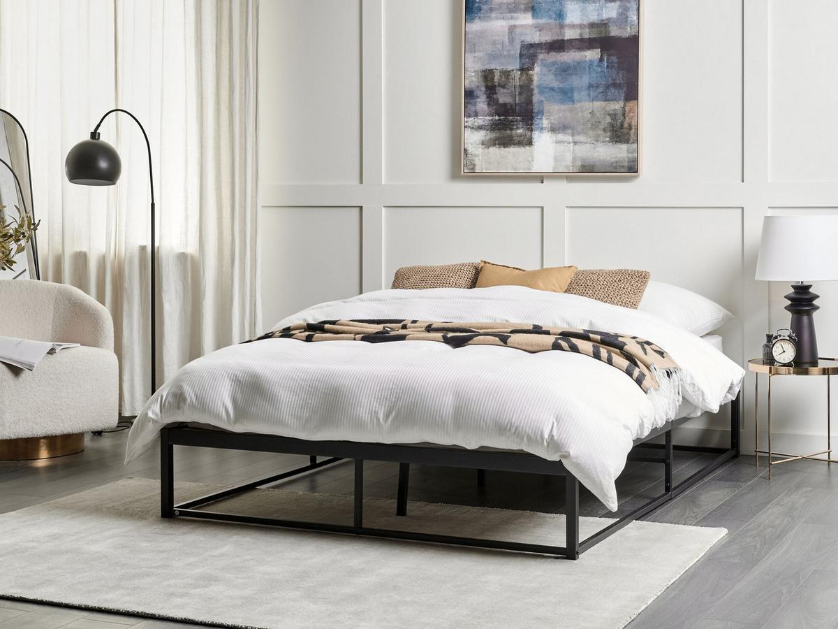 BETT mit Lattenrost 140/200 cm Schwarz Viry - Schwarz, Metall (140/200cm) - Beliani