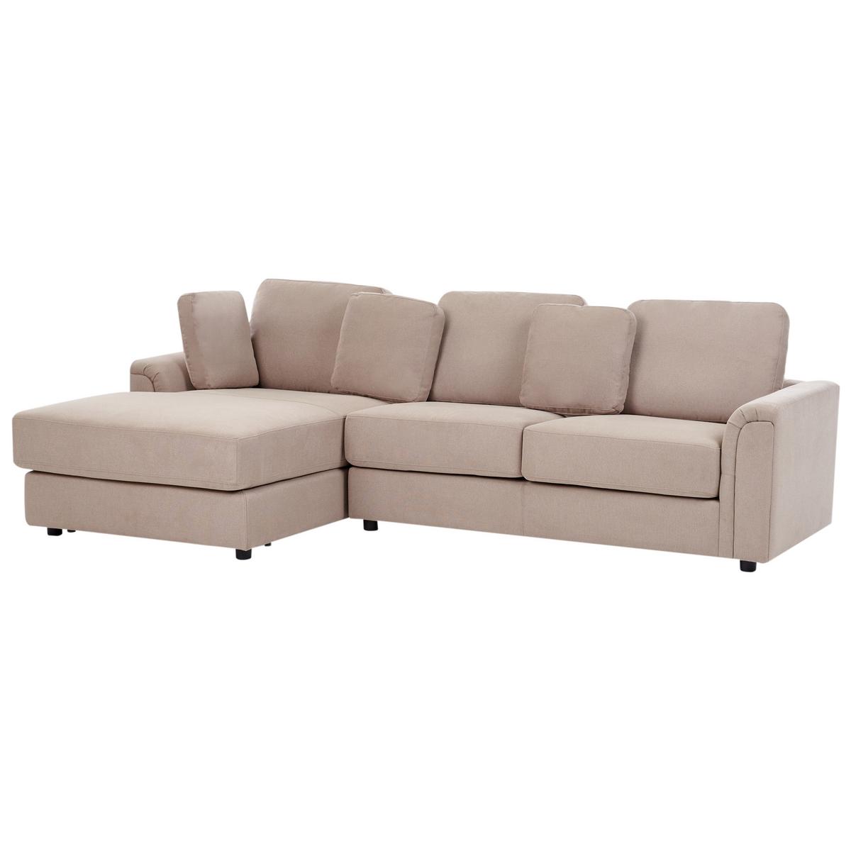 ECKSOFA 4-Sitzer Stoff Taupe rechtsseitig Kohlo - Taupe/Beige, Textil (268/154cm) - Beliani