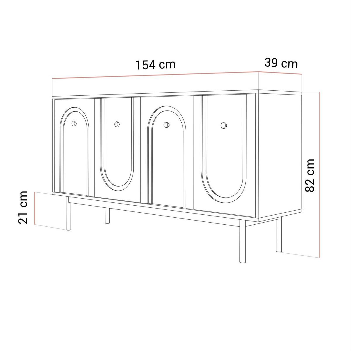 SIDEBOARDS LIBERTY 4D auf Holzbeinen schwarz - Schwarz, Holzwerkstoff (154/82/39cm) - Lookway