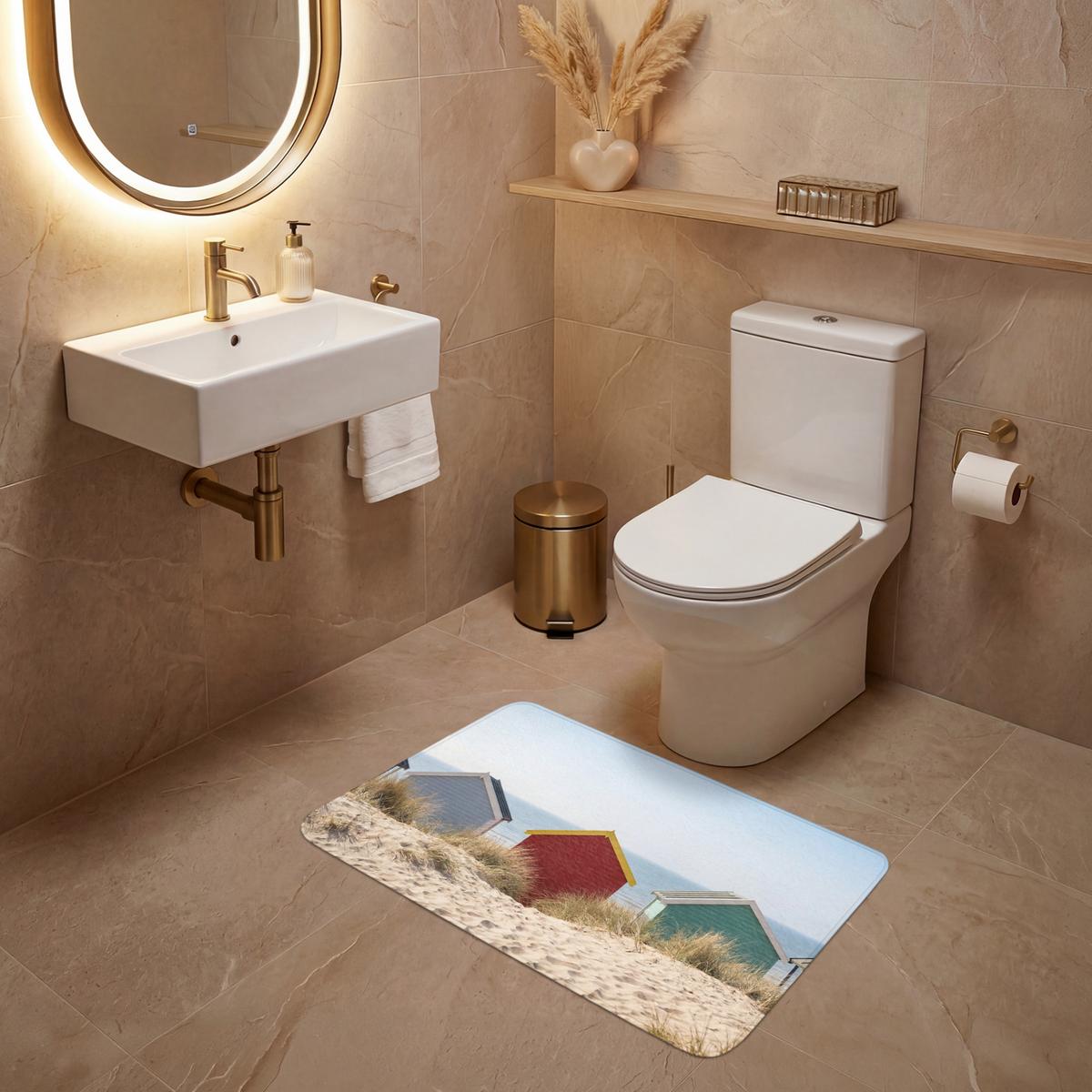 WC-VORLEGER Strand - Ferienhäuser - Farbenfroh - Dünen Toilettenteppich 80x50 cm - Multicolor, Textil (80/1cm) - OnlyWow