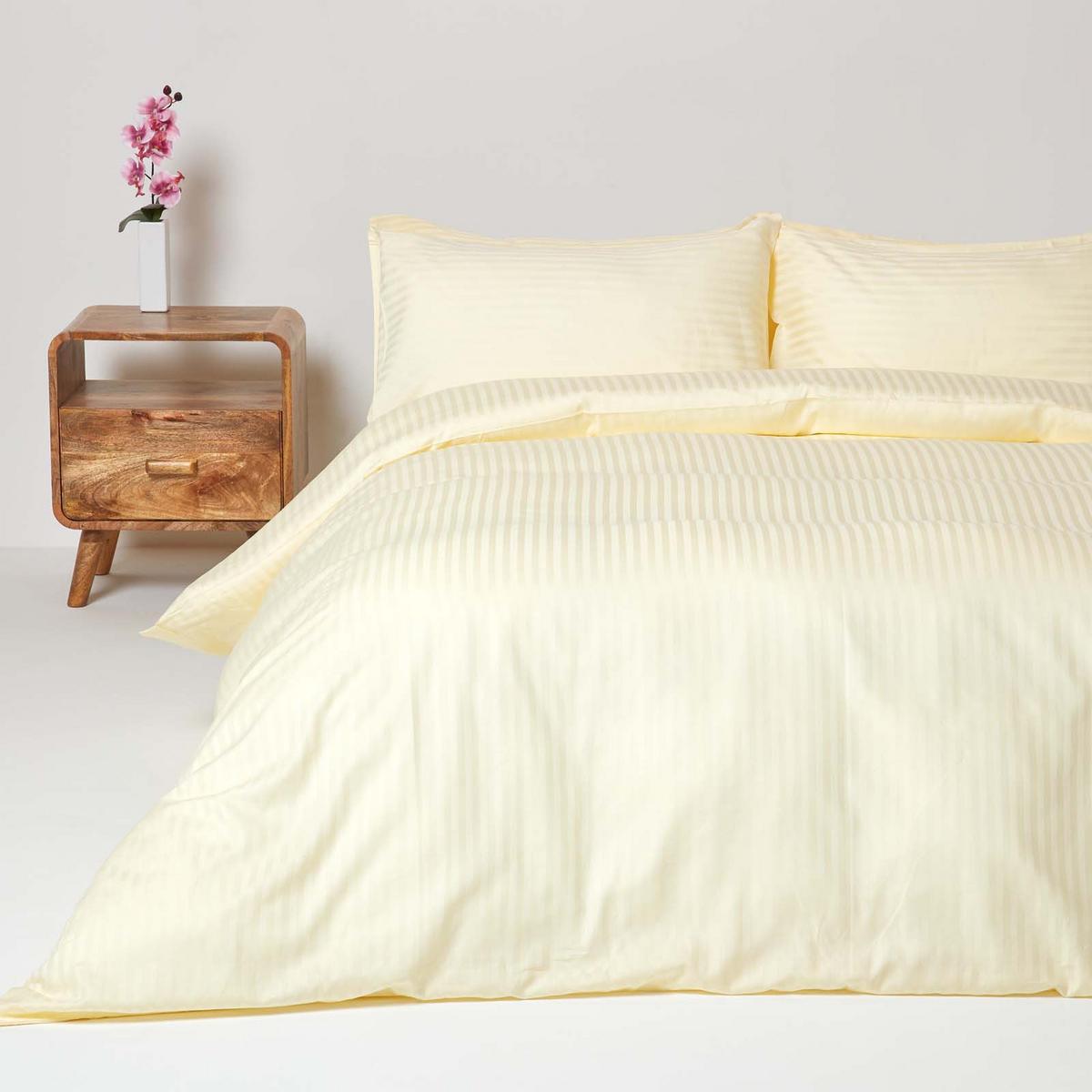 BETTWÄSCHE Damast Fadendichte 330 - Creme, Textil (200/200cm) - Homescapes