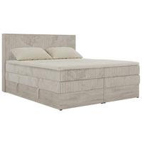 BOXSPRINGBETT NORDIC KING 180/200 - Beige Cord - Topper T25 - H3 - Beige/Schwarz, Kunststoff/Textil (180/200cm) - MKS