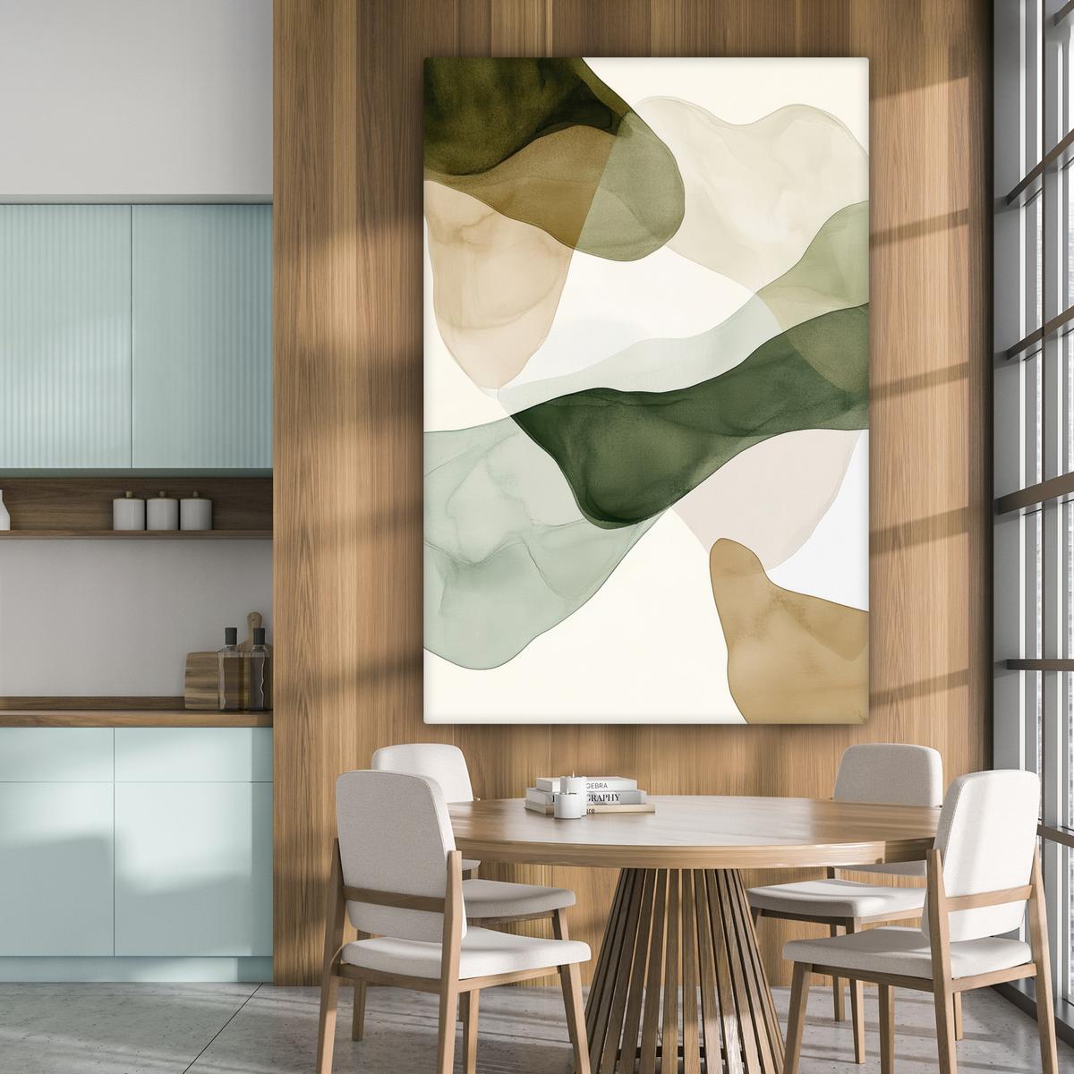 LEINWANDBILD Japandi - Abstrakt - Grün Deko Groß 90x140 cm - Salbeigrün, Textil (90/140cm) - MuchoWow
