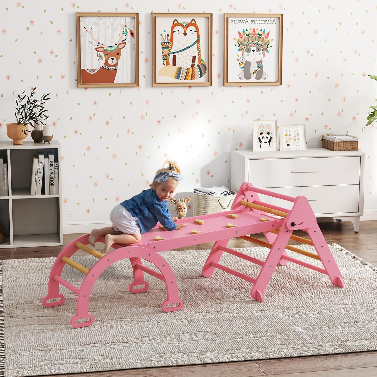 KLETTERGERÜST Pappelholz Kieferholz Rosa - Rosa, Holz (70/59/188cm) - AIYAPLAY