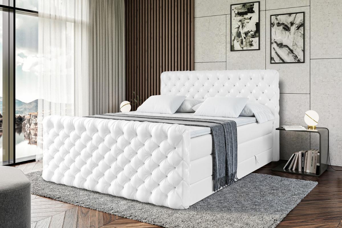BOXSPRINGBETT BOXI8-Z KING - 120x200 - H3/H4 - Weiß Hochglanz - Weiß Hochglanz, Holzwerkstoff (120/200cm) - ALTDECOR