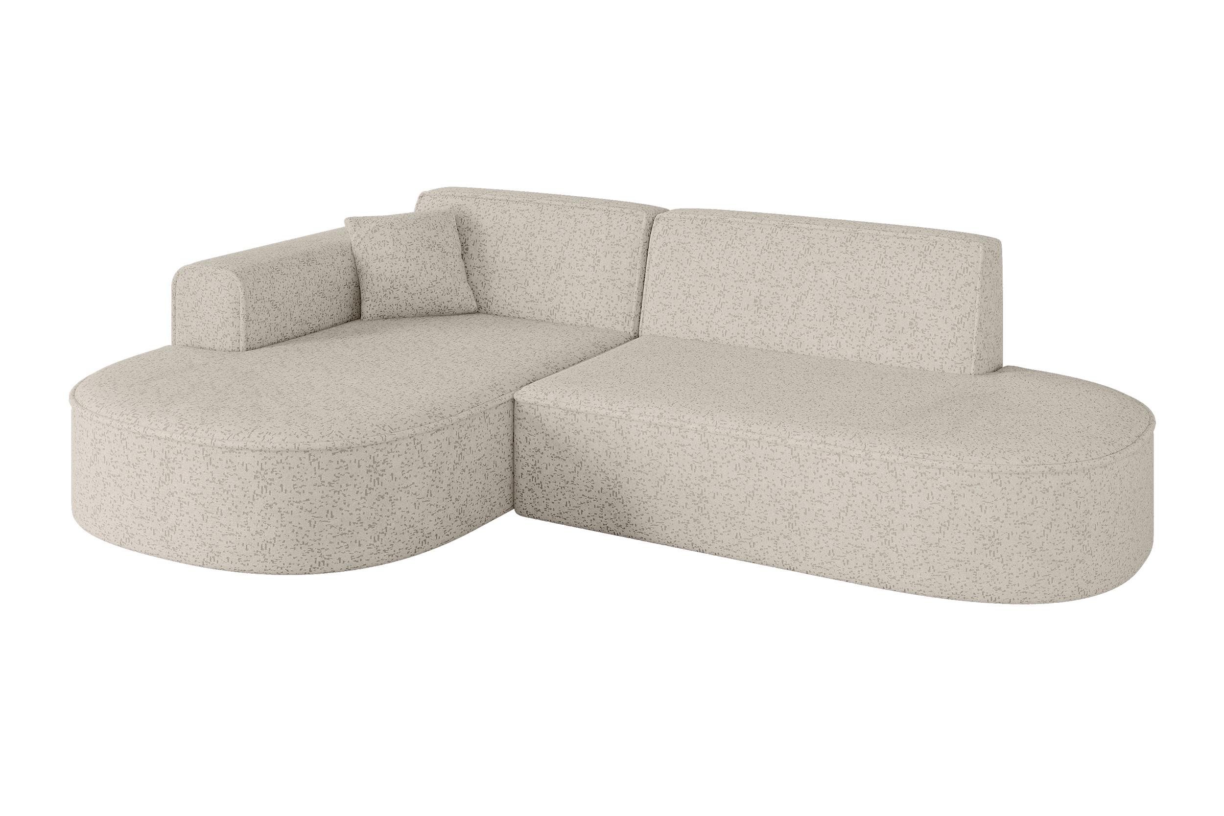 ECKSOFA Ottomane Links MARI-L1 - 243x171x79 cm Beige Tissu - Beige/Schwarz, Holzwerkstoff/Kunststoff (243/171cm) - ALTDECOR